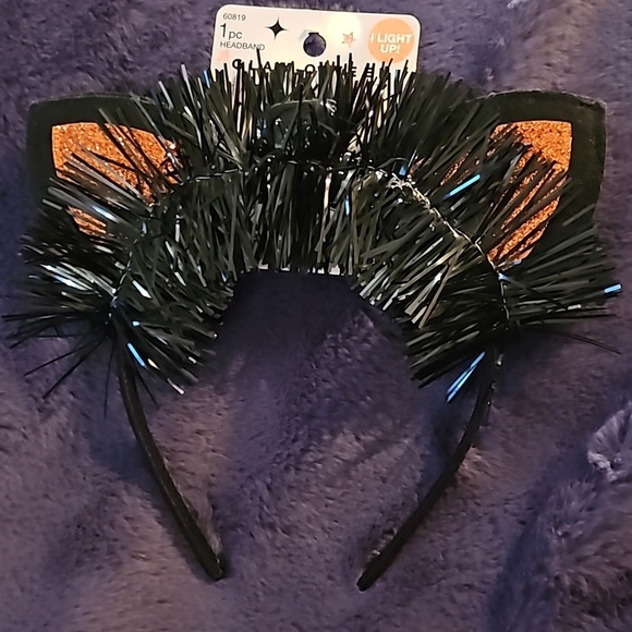 glam o ween Other - Glam-O-Ween Halloween Black Cat Headband Orange Glitter Ears Light-Up Blinking